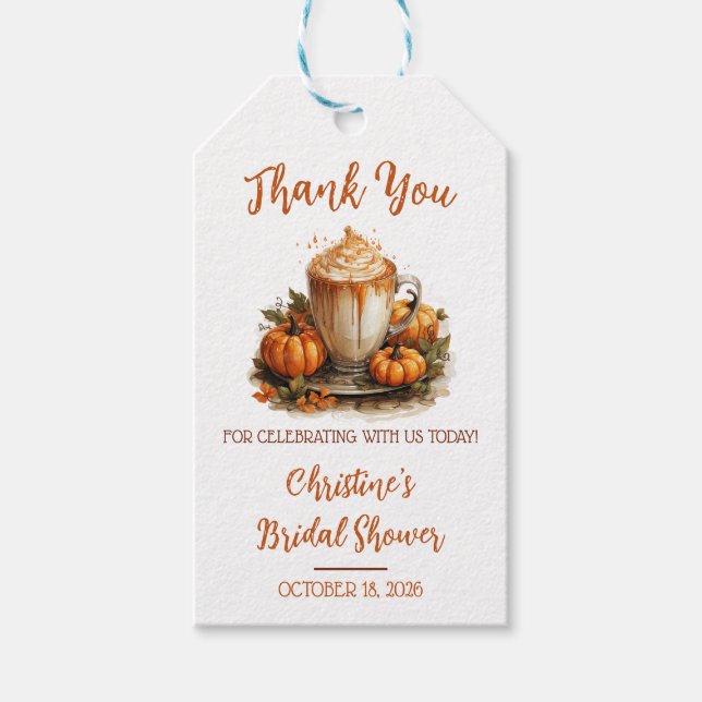 Étiquettes-cadeau Love is Brewing Pumpkin Spiced Latte Enterrement d (Devant)