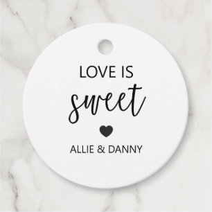 Étiquettes Cadeau Love is Sweet Gift Tags, Mariage noir ou douche