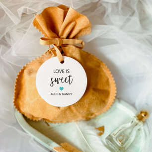 Étiquettes Cadeau Love is Sweet Gift Tags, Mariage Turquoise
