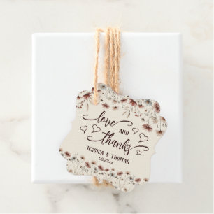 Étiquettes Cadeau Love & Merci Rustic Boho Chic Fleur sauvage Mariag