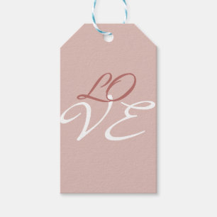 Étiquettes-cadeau Love Rose Gold Color Calligraphy Script