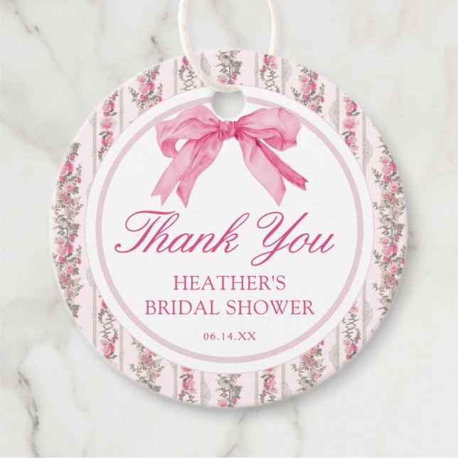 Étiquettes Cadeau Love Shack Rose Ruban Remerciement de Mariage (Devant)