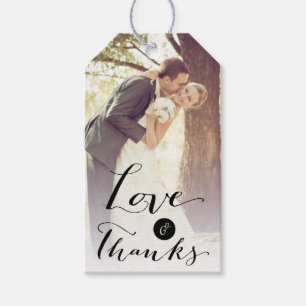 Étiquettes-cadeau Love & Thanks Script Calligraphy Mariage Tags cade