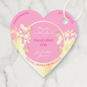 Étiquettes Cadeau Lovely Pink and Gold Glam Floral Produit Marketing