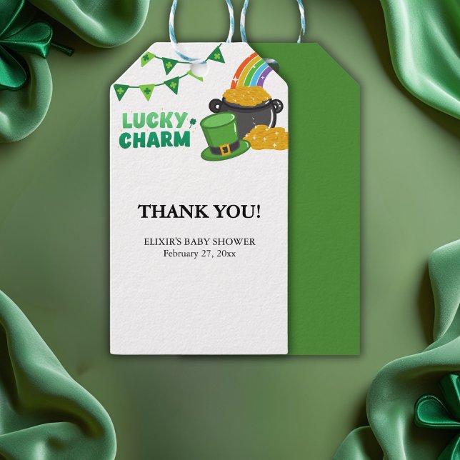 Étiquettes-cadeau Lucky Charm Shamrock St. Patrick's Day Baby shower (Créateur téléchargé)