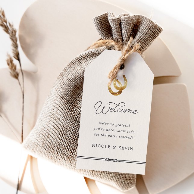 Étiquettes-cadeau Lucky in Love | Rustic Horseshoe Mariage Bienvenue (Créateur téléchargé)
