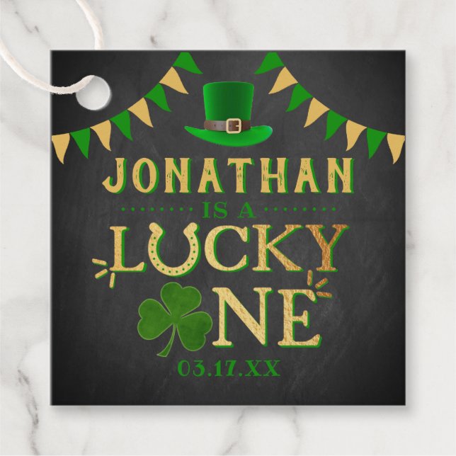 Étiquettes Cadeau Lucky One St. Patrick's Day 1er Anniversaire (Devant)