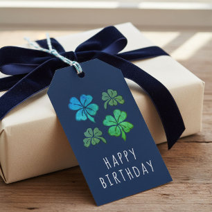 Étiquettes-cadeau Lucky Shamrock Clover Joyeux anniversaire