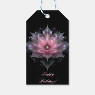 Étiquettes-cadeau Lumineuse Fleur Lotus - Rose clair Joyeux annivers