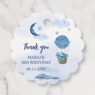 Étiquettes Cadeau Lune bleue petit éléphant garçon d'anniversaire