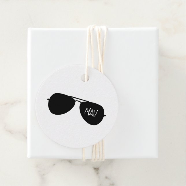 Étiquettes Cadeau Lunettes de soleil de l'aviateur Silhouette Pilote (En situation)