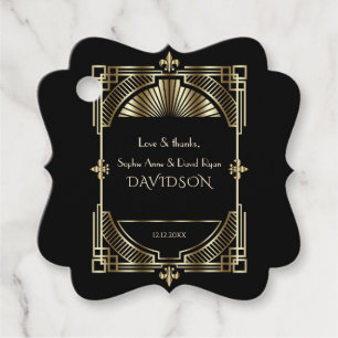 Étiquettes Cadeau Luxe Gold Black Great Gatsby Roaring Mariage des a