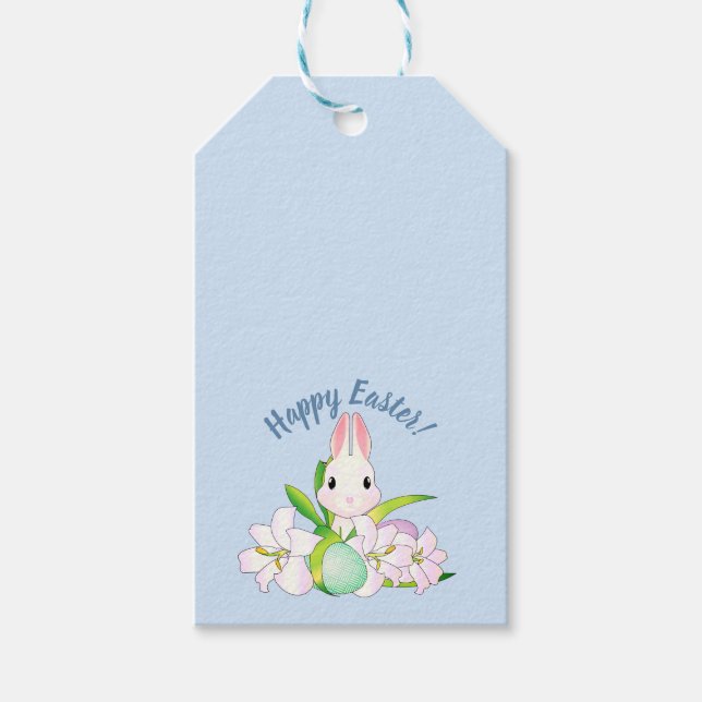 Étiquettes-cadeau Lys de Pâques et Bunnies sucrés (Devant)