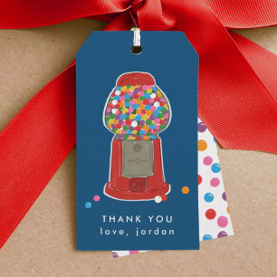 Étiquettes-cadeau Machine à balles rouge bonbon Bubble gomme Merci