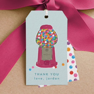 Étiquettes-cadeau Machine à gumball rose bonbon Bubble Merci de gomm