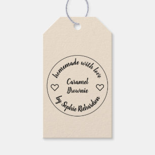 Étiquettes-cadeau Made with Love   Homemade Food Ivory Cream Heart