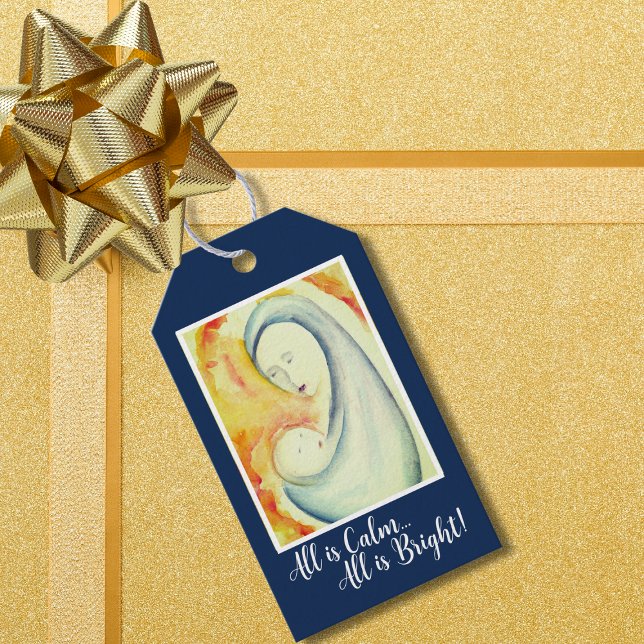 Étiquettes-cadeau Madonna et Enfant Custom Art Fête religieuse (Créateur téléchargé)