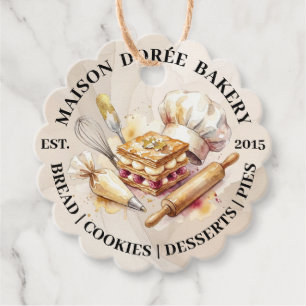 Étiquettes Cadeau Magasin de boulangerie Pâtissier Dessert Sucreries
