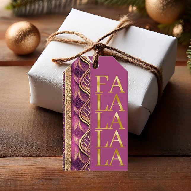 Étiquettes-cadeau Magenta Gold Fa Noël La La Motif#27 ID1009 (Créateur téléchargé)