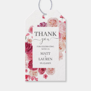 Étiquettes-cadeau Magenta Rose Floral Mariage Tags cadeaux