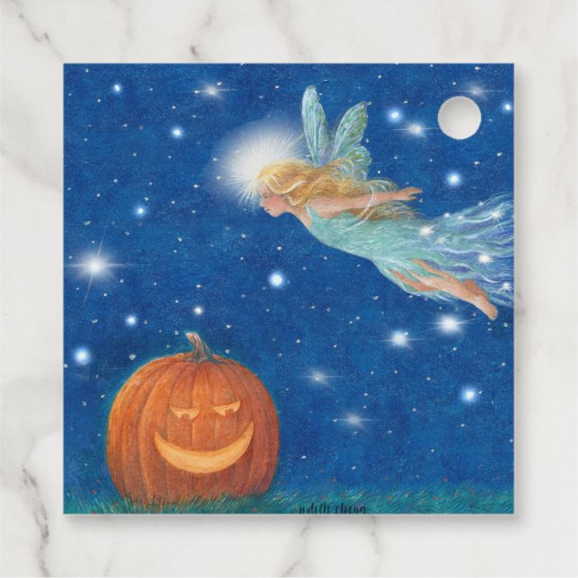 Étiquettes Cadeau Magical Fairy and Jack O'Lantern Halloween party (Dos)