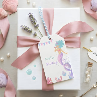 Étiquettes-cadeau Magical Mermaid Under the Sea Kids Birthday