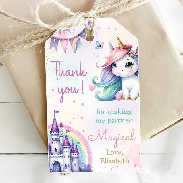Étiquettes-cadeau Magique Pastel Unicorn Arc-en-ciel Anniversaire (Créateur téléchargé)