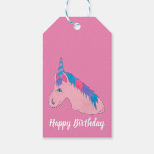 Étiquettes-cadeau Magique Pink Purple Horn Unicorn Cheval Mythique