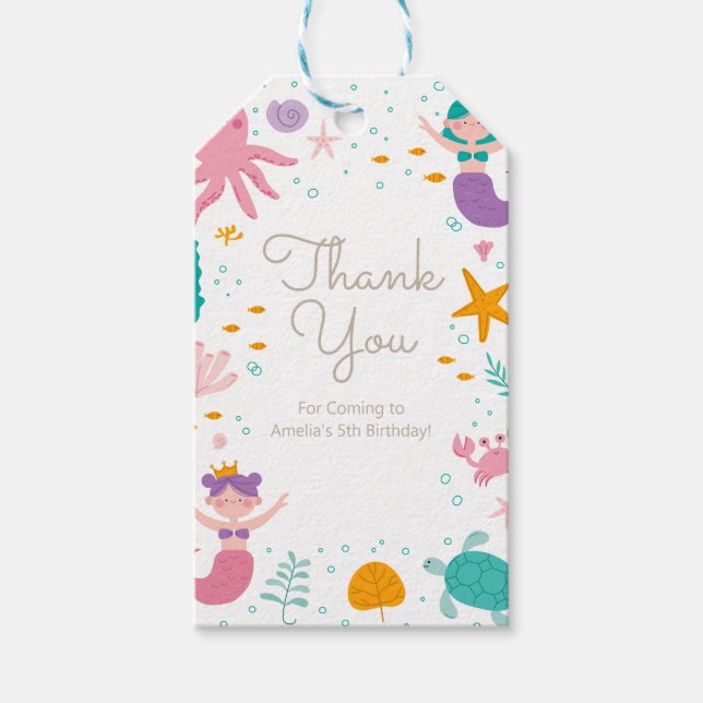 Étiquettes-cadeau Magique Sirène Anniversaire Fête Balises cadeaux (Devant)