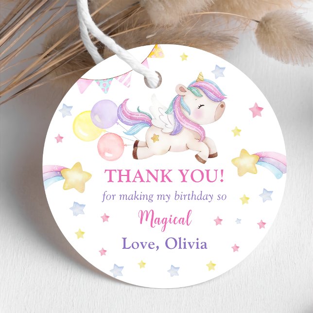 Étiquettes Cadeau Magique Unicorn Rainbow Anniversaire Party (Créateur téléchargé)