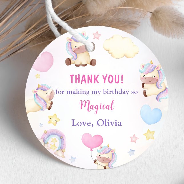 Étiquettes Cadeau Magique Unicorn Rainbow Anniversaire Party (Créateur téléchargé)