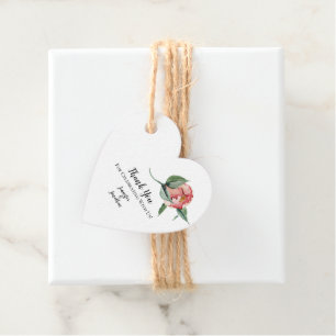 Étiquettes Cadeau Magnolia rose traditionnel Merci de coeur floral