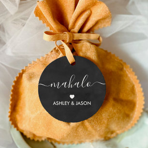 Étiquettes Cadeau Mahalo Gift Tag, Mariage Merci Tag, Chalkboard