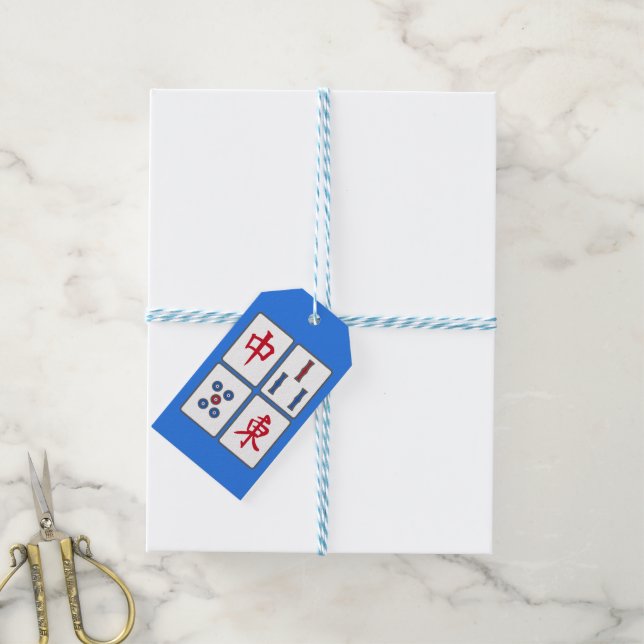Étiquettes-cadeau Mahjong Carreaux de jeu Design Carte cadeau (Avec de laficelle)