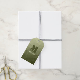 Étiquettes-cadeau Maillon géométrique dégradé vert de l'Armée Monogr