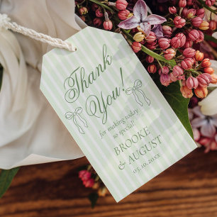 Étiquettes-cadeau Main de Bow verte attiré mariage Faveur