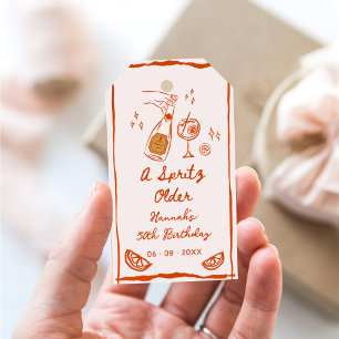 Étiquettes-cadeau Main Orange Tirée Un Spritz Anniversaire Fête