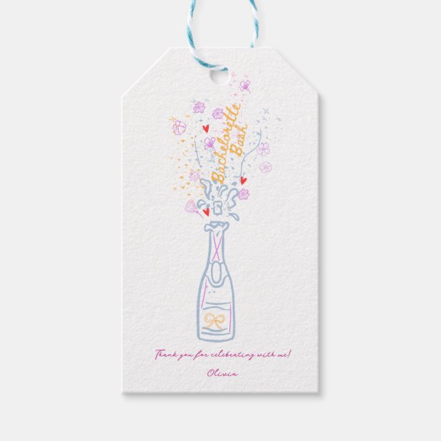 Étiquettes-cadeau Main Whimsical tiré Floral Bachelorette Party (Devant)