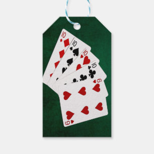 Étiquettes-cadeau Mains de poker - Quatre d'un genre - Tens et Six