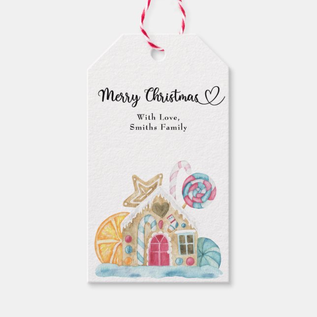 Étiquettes-cadeau Maison de biscuits de Noël - Joyeux Noël (Devant)