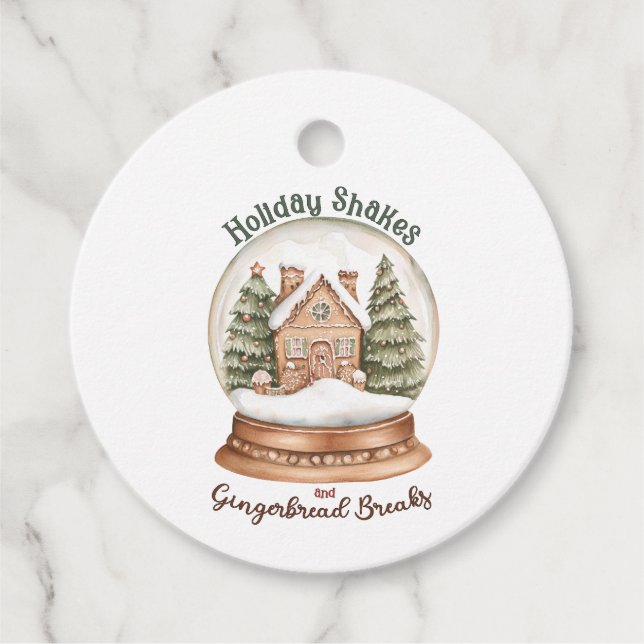 Étiquettes Cadeau Maison de pain d'épice Noël Globe des neiges (Devant)