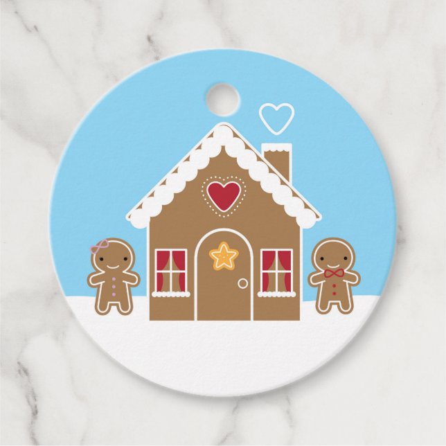 Étiquettes Cadeau Maison de pain d'épices de Noël Kawaii (Devant)