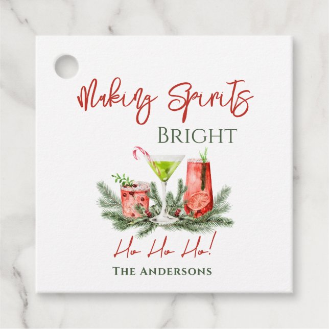 Étiquettes Cadeau Making Spirits Bright Festive Cocktails Holiday (Devant)