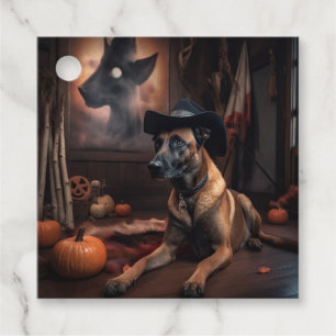 Étiquettes Cadeau Malinois Belges Citrouilles Halloween Épouvantable