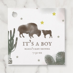 Étiquettes Cadeau Mama Baby Buffalo Cactus Baby shower garçon