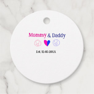 Étiquettes Cadeau Maman & Papa nouveaux parents ajouter nom date coe