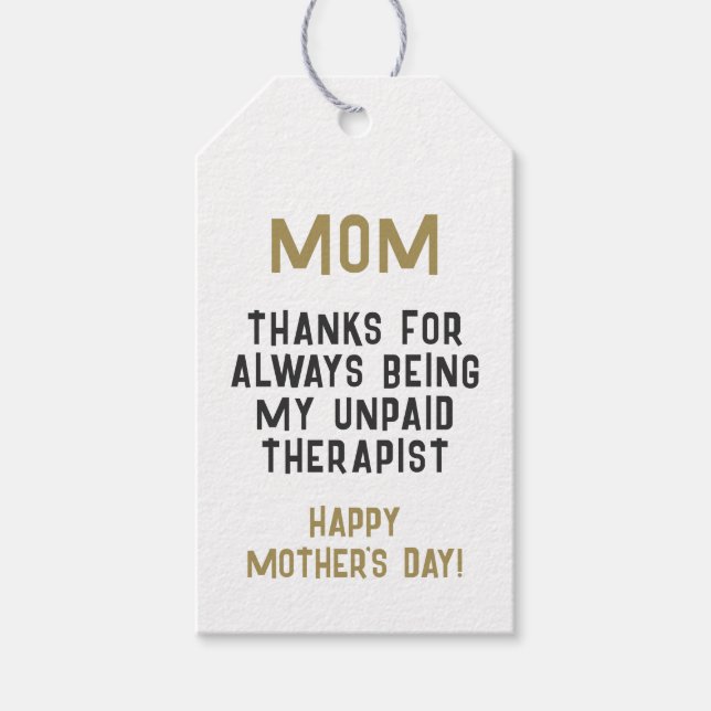 Étiquettes-cadeau Maman Thérapeute non payé Drôle Humour Fête des Mè (Devant)