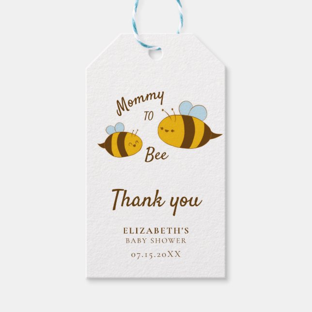 Étiquettes-cadeau Maman to Bee Baby shower Merci mignonne Jaune (Devant)
