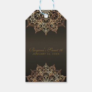 Étiquettes-cadeau Mandala doré Bronze Glam Faveur de mariage moderne