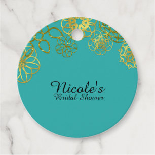Étiquettes Cadeau Mandalas Floraux Dorés Fête de Mariage Shower de M